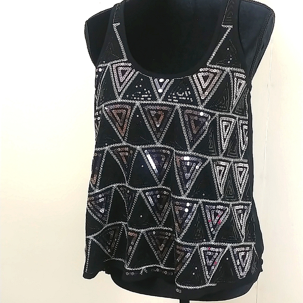 ❤6 for $12 Almost Famous Black Sequined Top